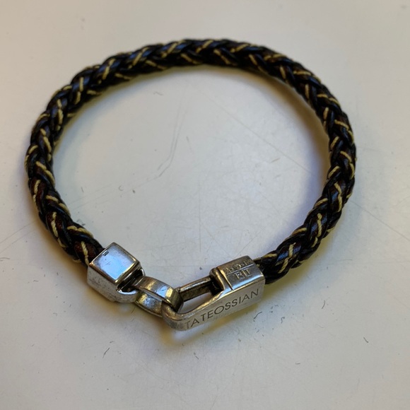 Tateossian London sterling silver braided leather vintage...